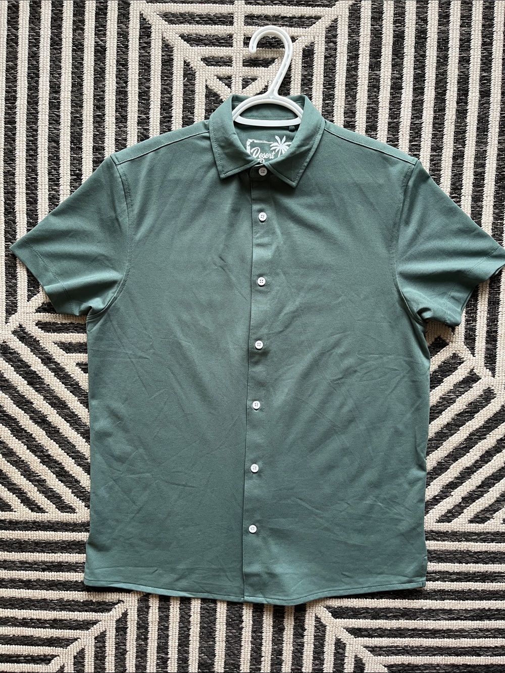 Desert Dunes Men's Casual Short Sleeve Button-Down Shirt Sage Green {PtP=21}
